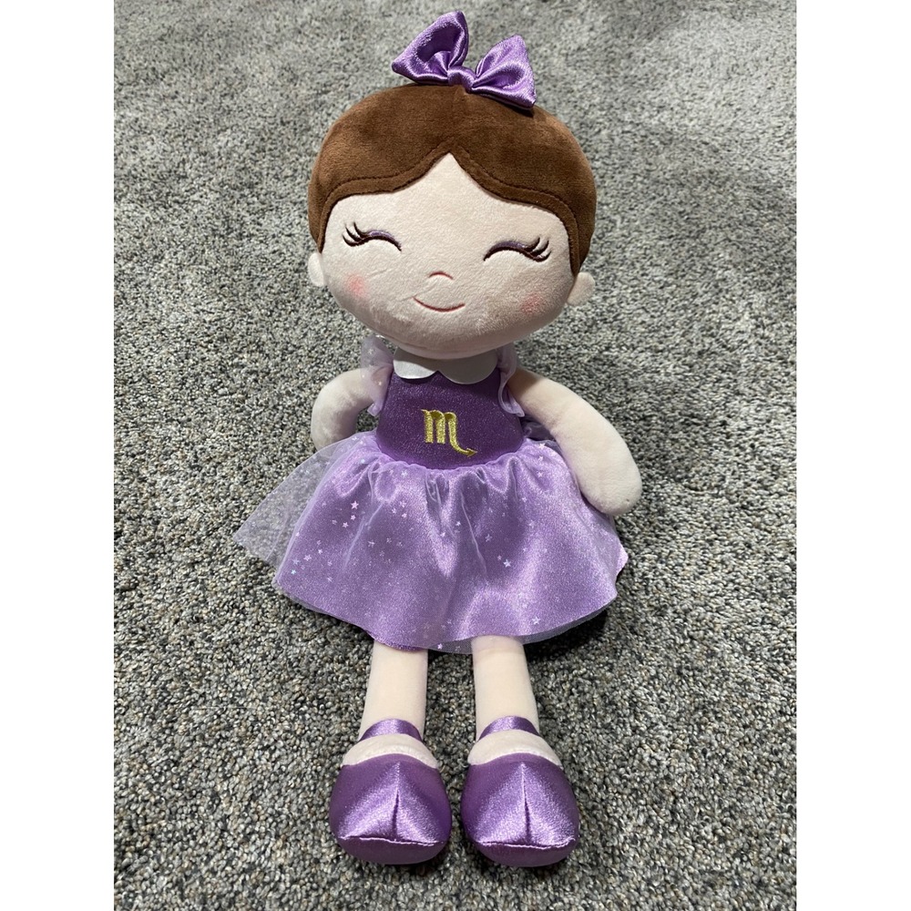 Gloveleya Scorpio Zodiac Girl Plush Doll Purple Dress Astrology Soft Rag Toy